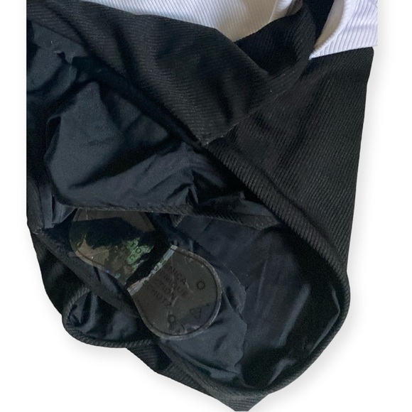 One Piece One Shoulder Cut Out Ribbed Midriff Cut-Out Swimsuit Black/Whi… - Picture 11 of 12